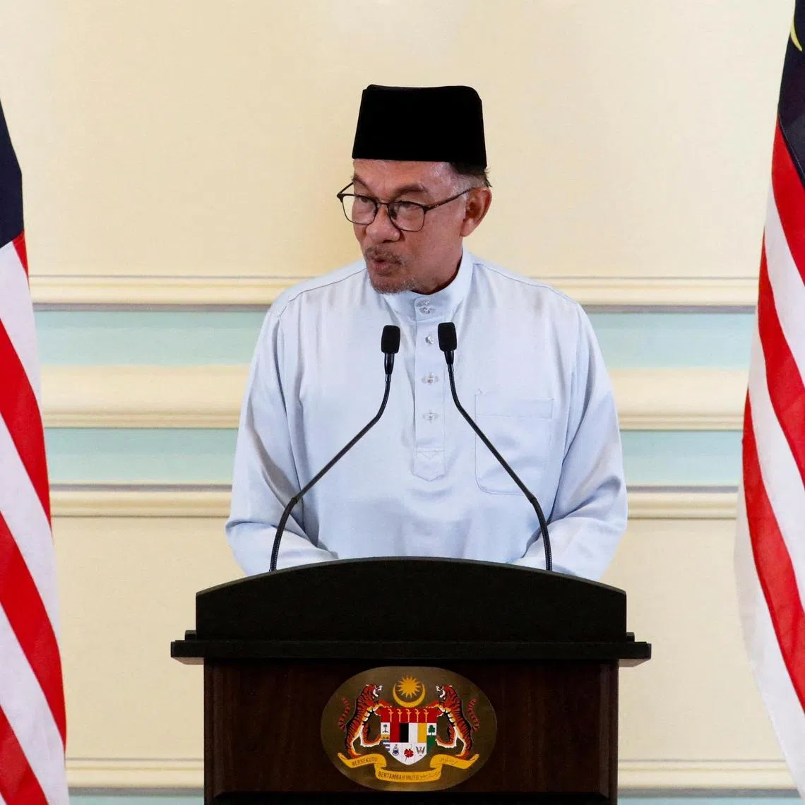 Malaysian Prime Minister Anwar Ibrahim speaks during a news conference at Putrajaya on Dec 2, 2022.