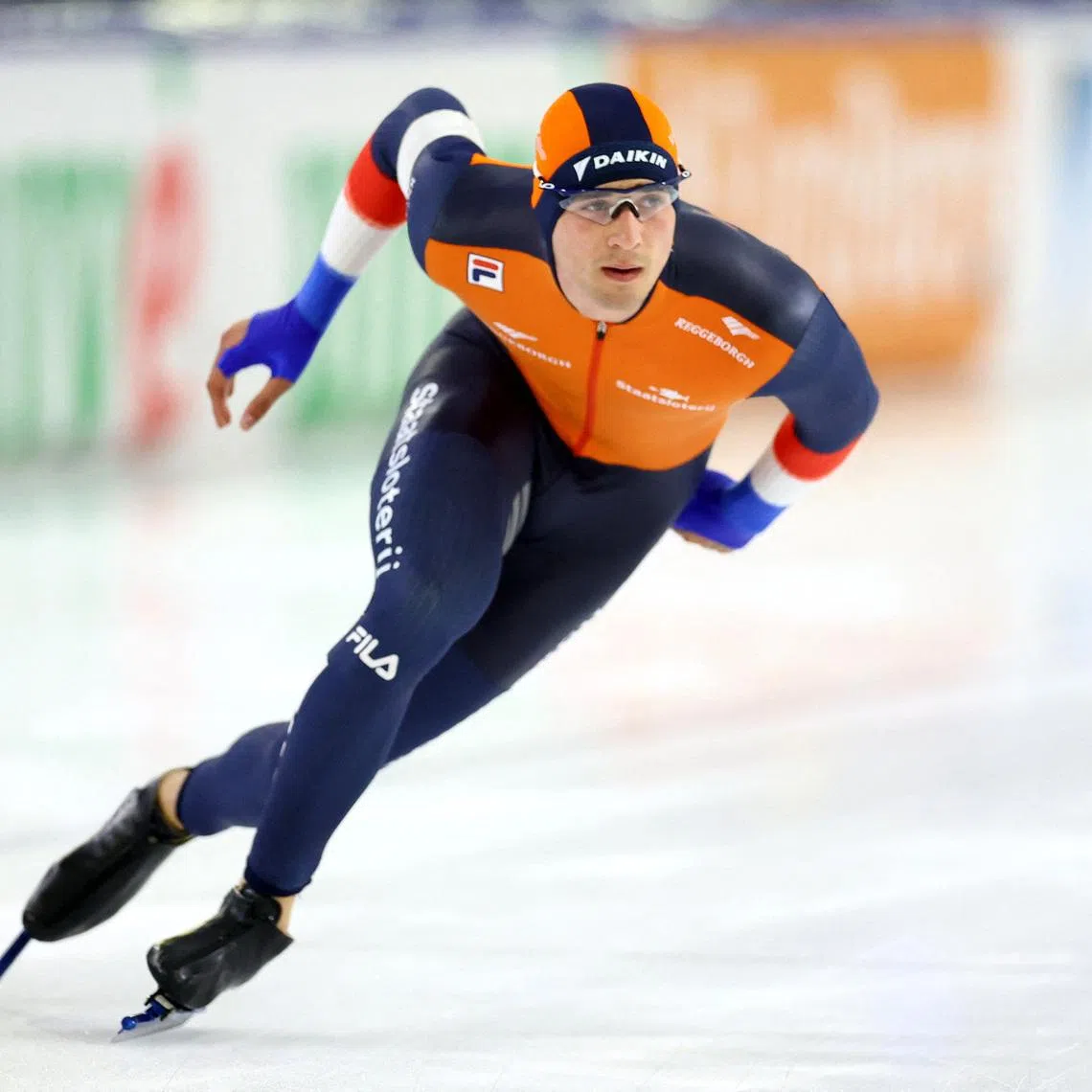 Speed Skating - ISU Speed Skating World Championships - Thialf, Heerenveen, Netherlands - March 5, 2026 Netherlands' Jenning de Boo in action during the men's 500m REUTERS/Piroschka Van De Wouw