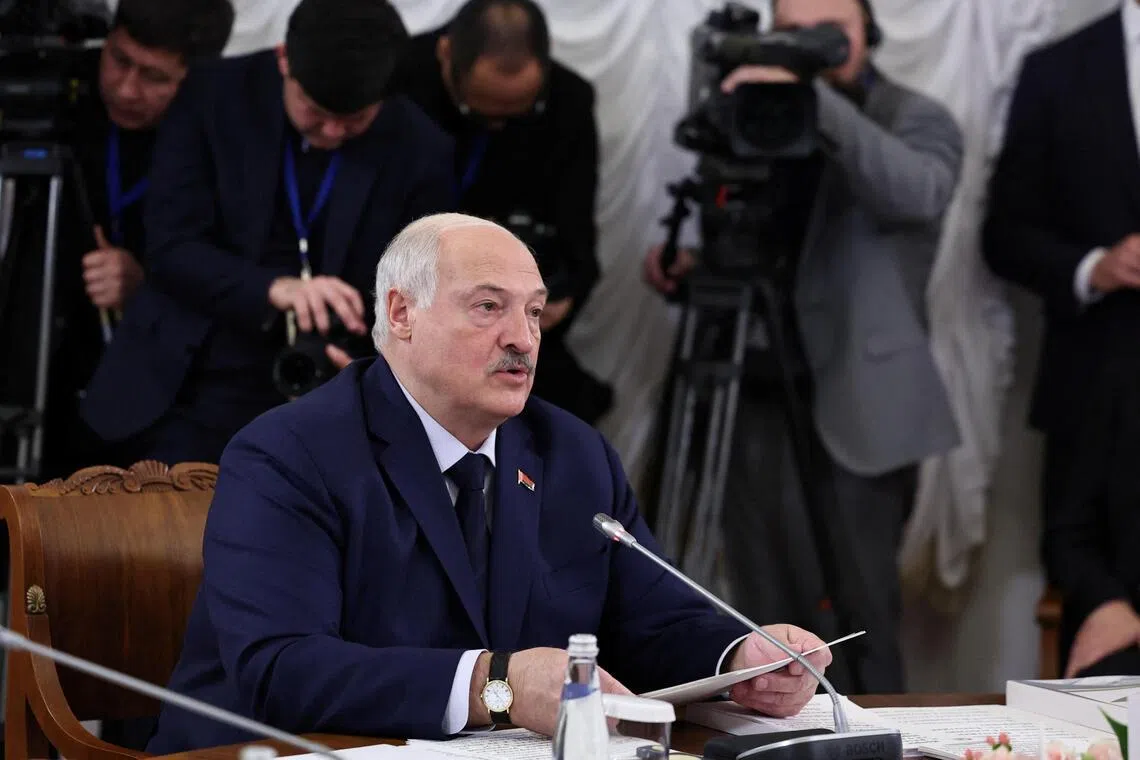 Belarusian President Alexander Lukashenko attends the summit of the Supreme Eurasian Economic Council in Saint Petersburg, Russia, December 21, 2025. Sputnik/Alexander Kazakov/Pool via REUTERS ATTENTION EDITORS - THIS IMAGE WAS PROVIDED BY A THIRD PARTY.
