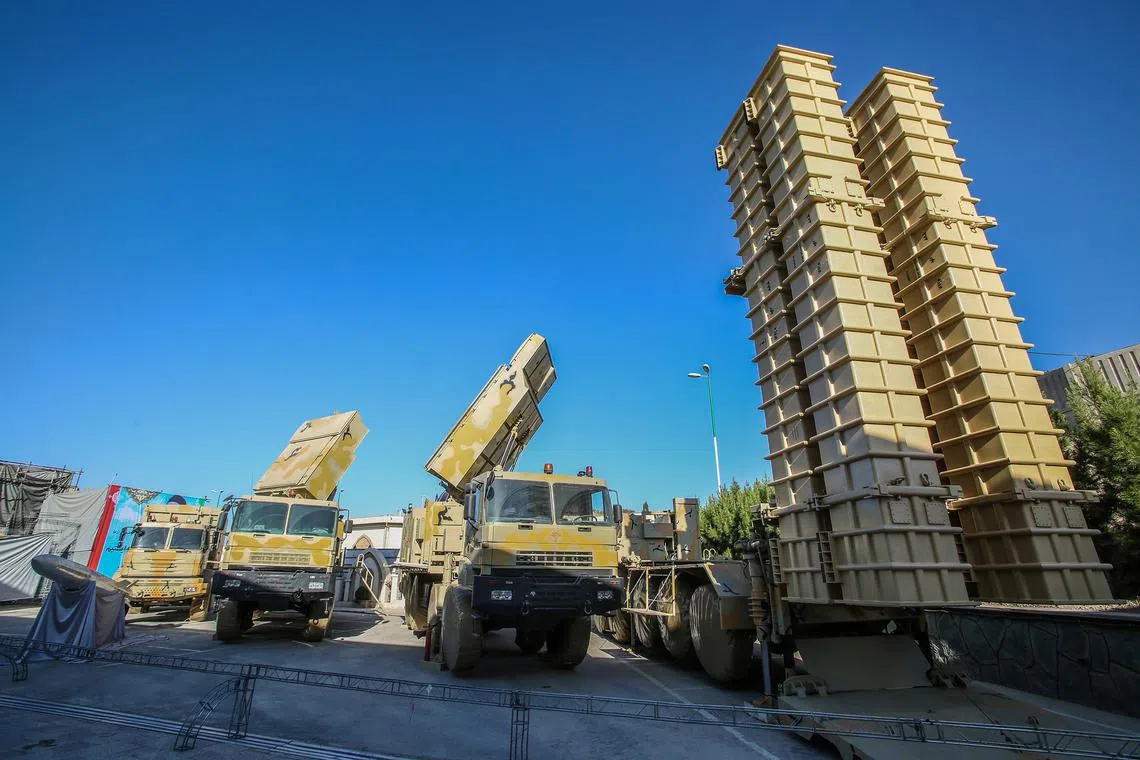 FILE PHOTO: The domestically built mobile missile defence system Bavar-373 is displayed on the National Defence Industry Day in Tehran, Iran August 22, 2019. Tasnim News Agency/Handout via REUTERS/File Photo