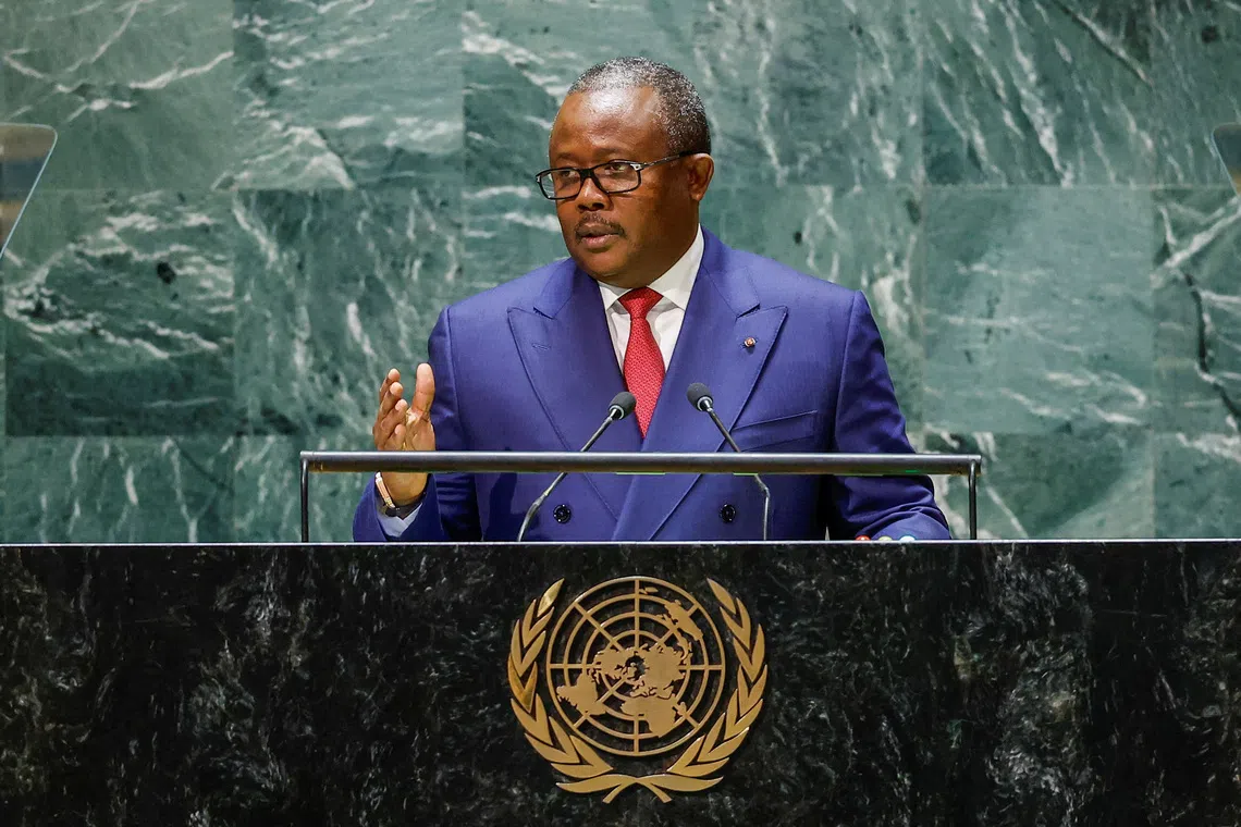 Guinea Bissau's President Umaro Sissoco Embalo addresses the 78th Session of the U.N. General Assembly in New York City, U.S., September 21, 2023. REUTERS/Eduardo Munoz