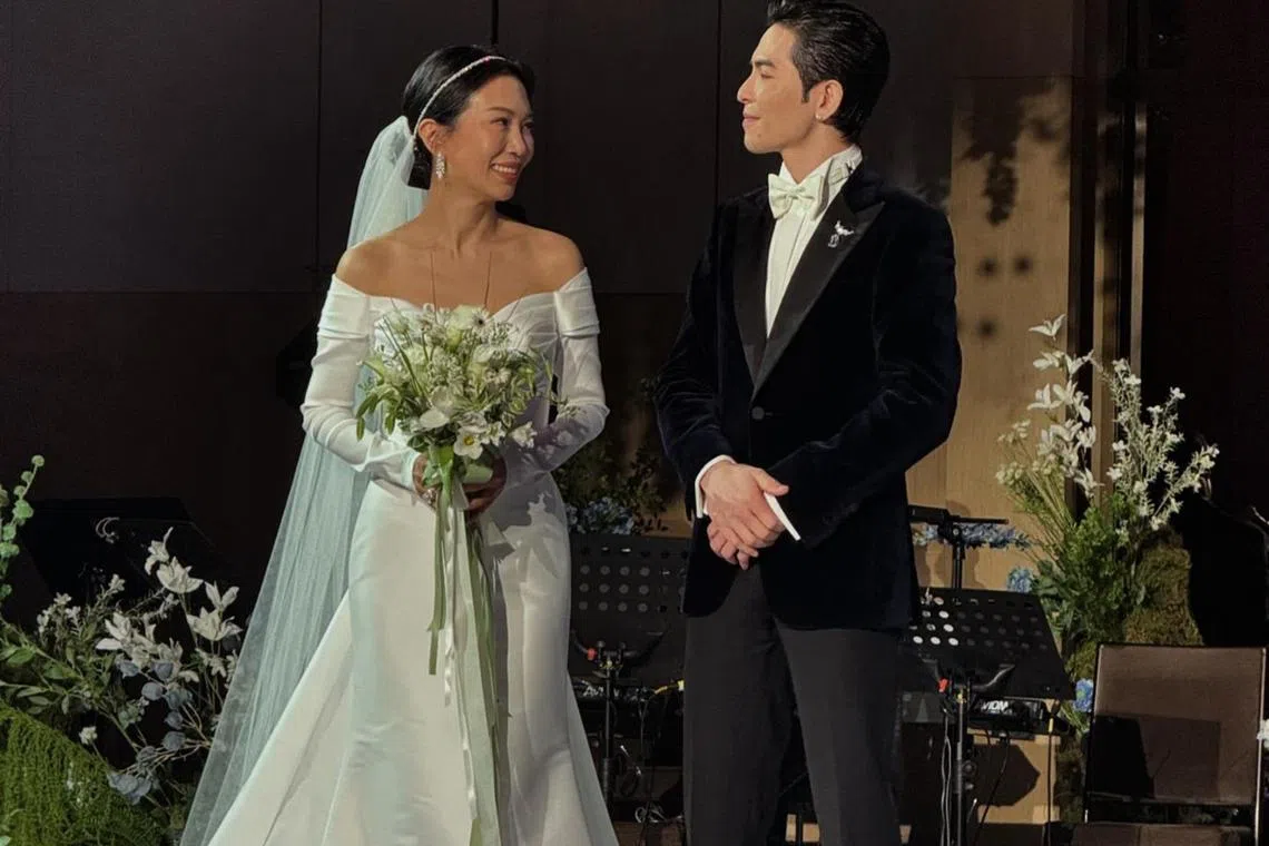 Jam Hsiao and Summer Lin held their wedding dinner in Taipei on Oct 13.