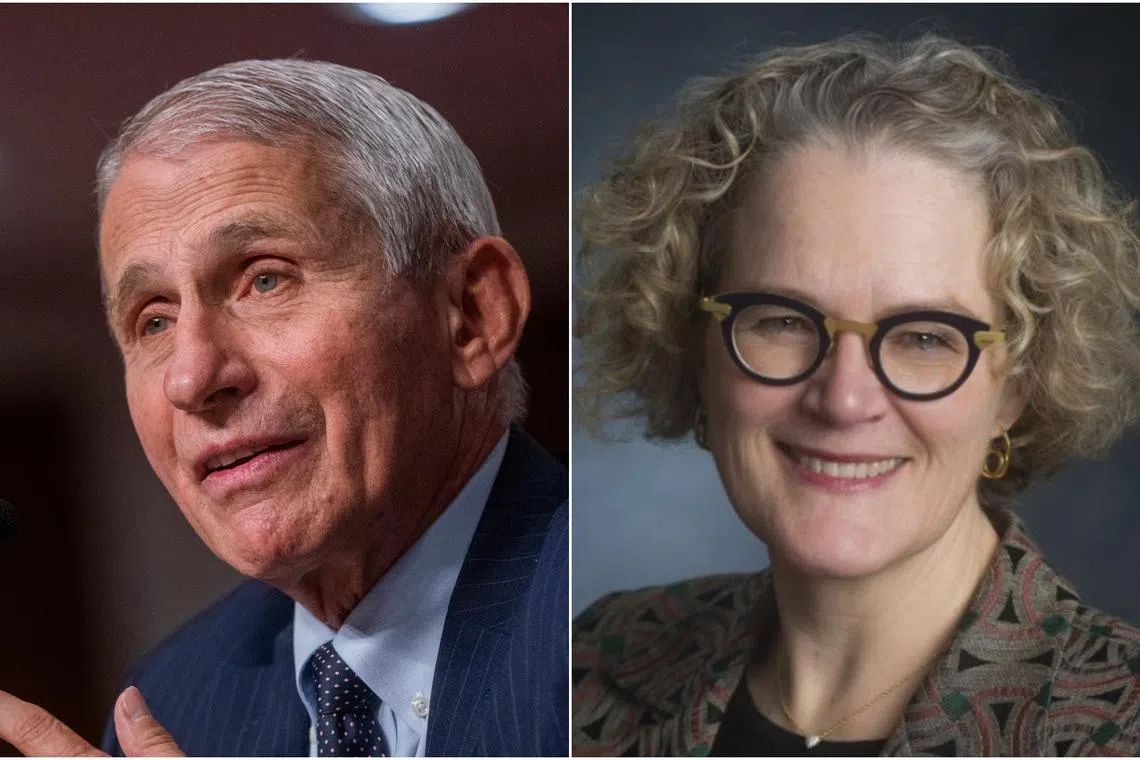 Dr Anthony Fauci (left) praised his successor, Dr Jeanne Marrazzo, emphasizing her research on sexually transmitted diseases among women.