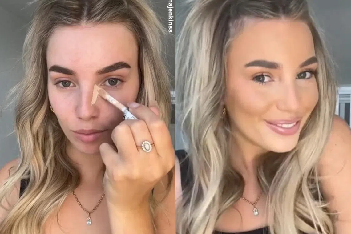 Rimmel's post included a video of an influencer applying makeup and a shot of a Rimmel concealer product for hiding facial blemishes.