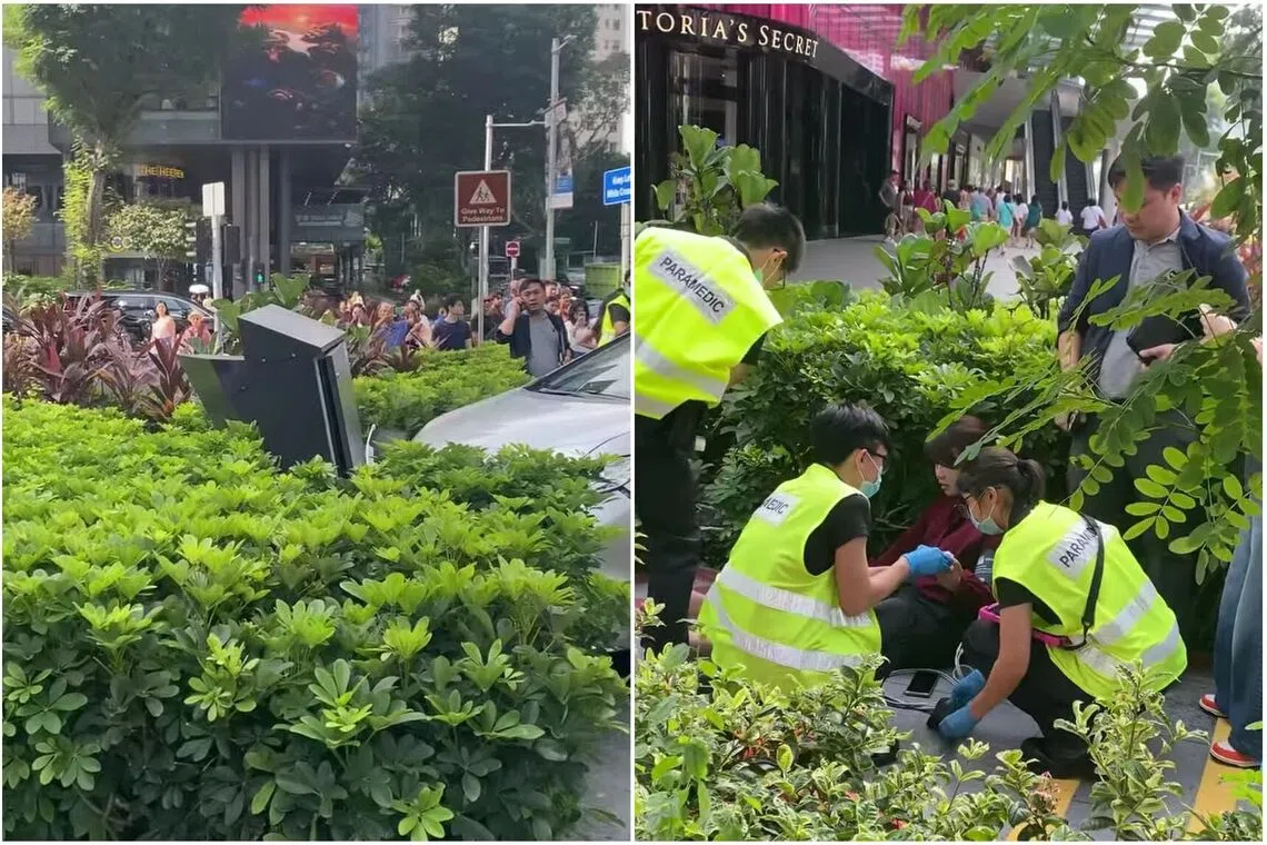 25-year-old woman injured after car crashes into pedestrian walkway in Orchard Road