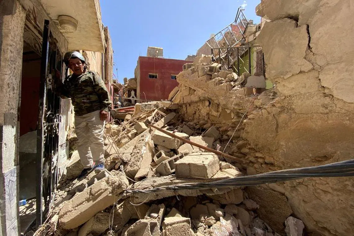 A general view of damage following a powerful earthquake in Amizmiz, Morocco, September 9, 2023. REUTERS/Abdelhak Balhaki