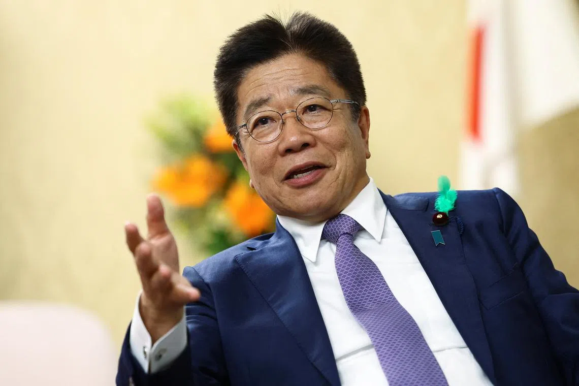 Japan's Finance Minister Katsunobu Kato speaks during an interview with Reuters at the Finance Ministry in Tokyo, Japan April 17, 2025.  REUTERS/Issei Kato