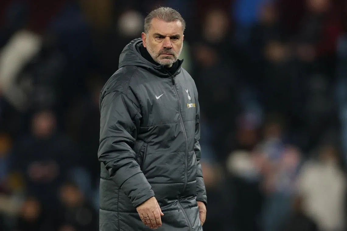 Soccer Football - FA Cup - Fourth Round - Aston Villa v Tottenham Hotspur - Villa Park, Birmingham, Britain - February 9, 2025 Tottenham Hotspur manager Ange Postecoglou reacts after the match REUTERS/Chris Radburn