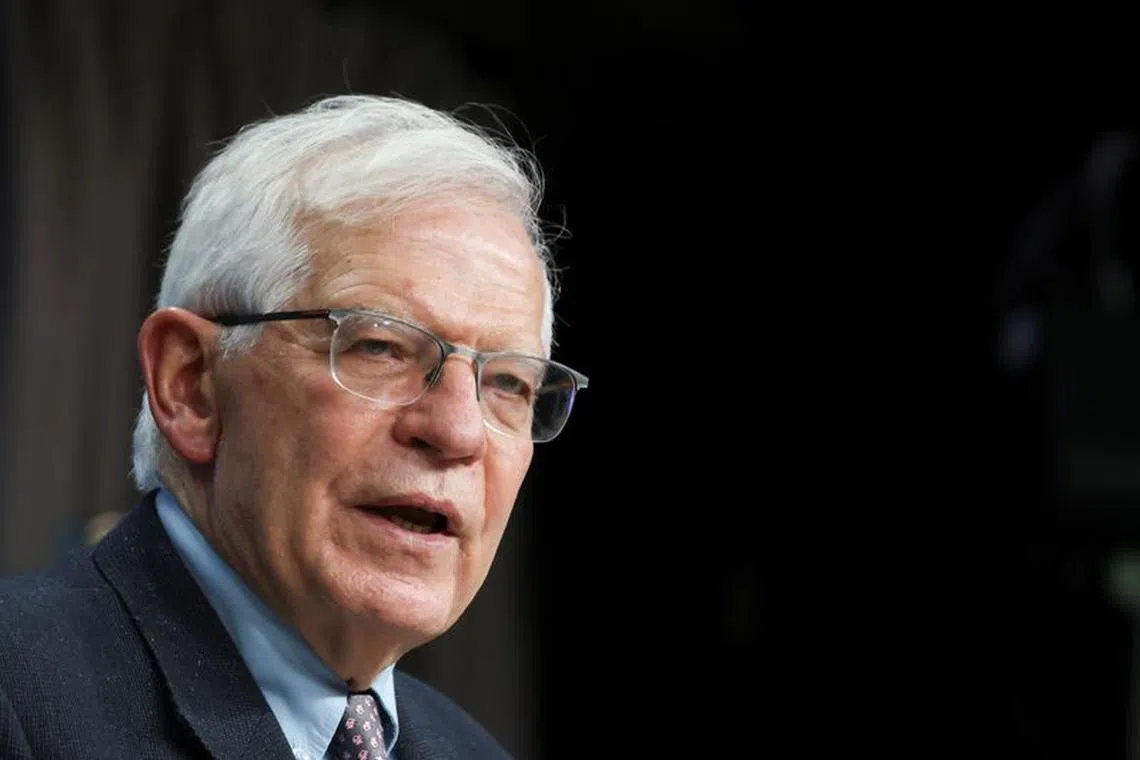High Representative of the European Union for Foreign Affairs and Security Policy Josep Borrell attends a news conference after Russia's invasion of Ukraine, in Brussels, Belgium, February 28, 2022.  REUTERS/Yves Herman/File Photo