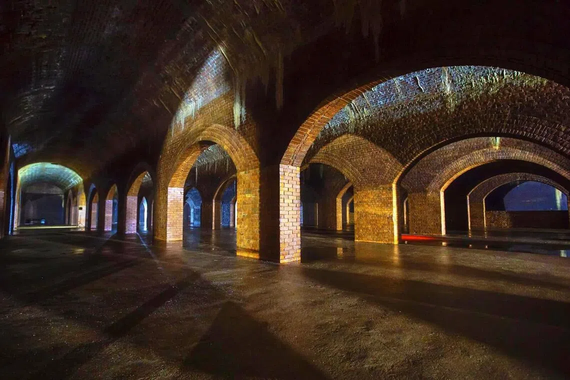 The old clear water tank at Bukit Timah Waterworks has a capacity of 20,000 cubic metres, which is equivalent in volume to about eight Olympic-sized swimming pools.