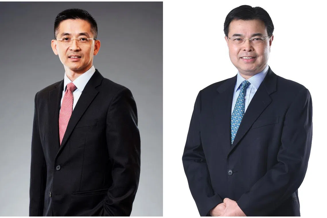 Group president of Sembcorp Industries Wong Kim Yin (left) will take over Mr Philip Lee as the chairman of Health Promotion Board from April 1.