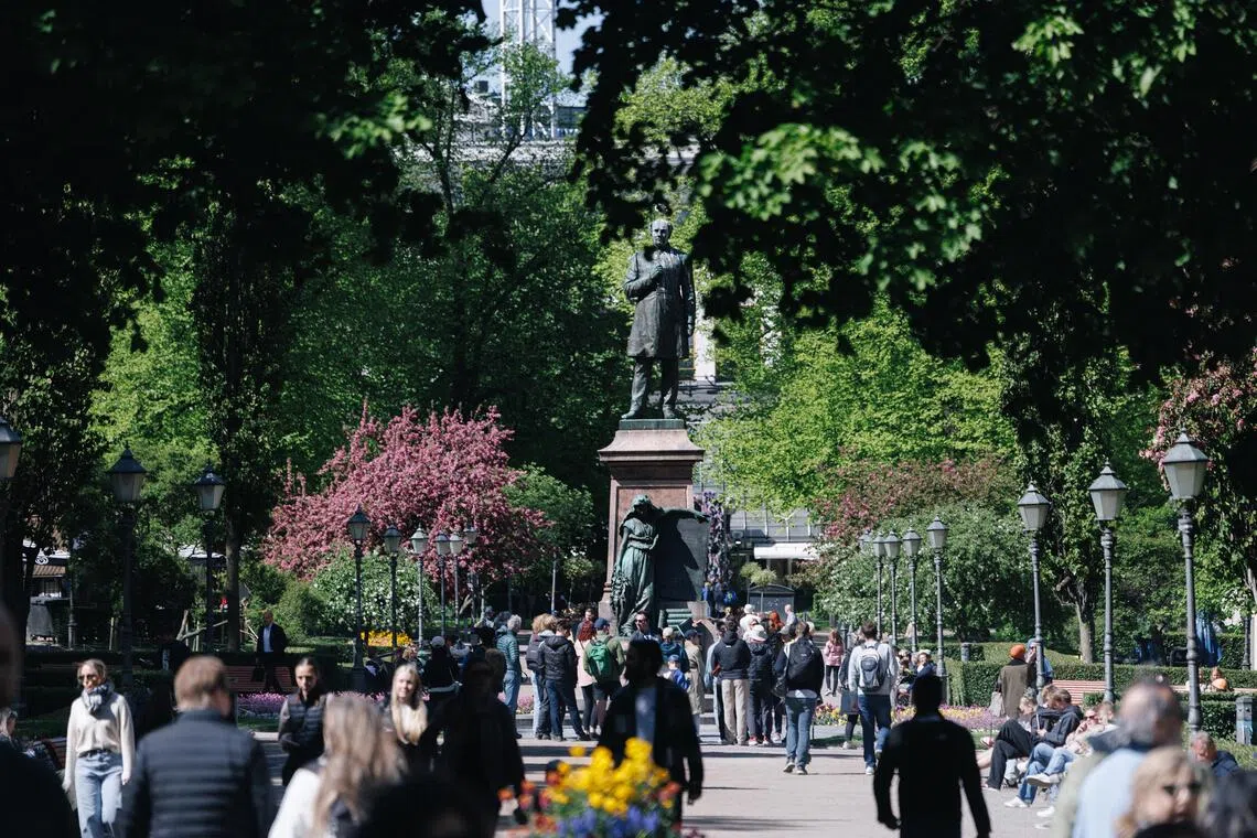 The Esplanadi, a linear park in downtown Helsinki. A rail route now stretches from northern Finland to southern Europe for the first time since the 1990s.