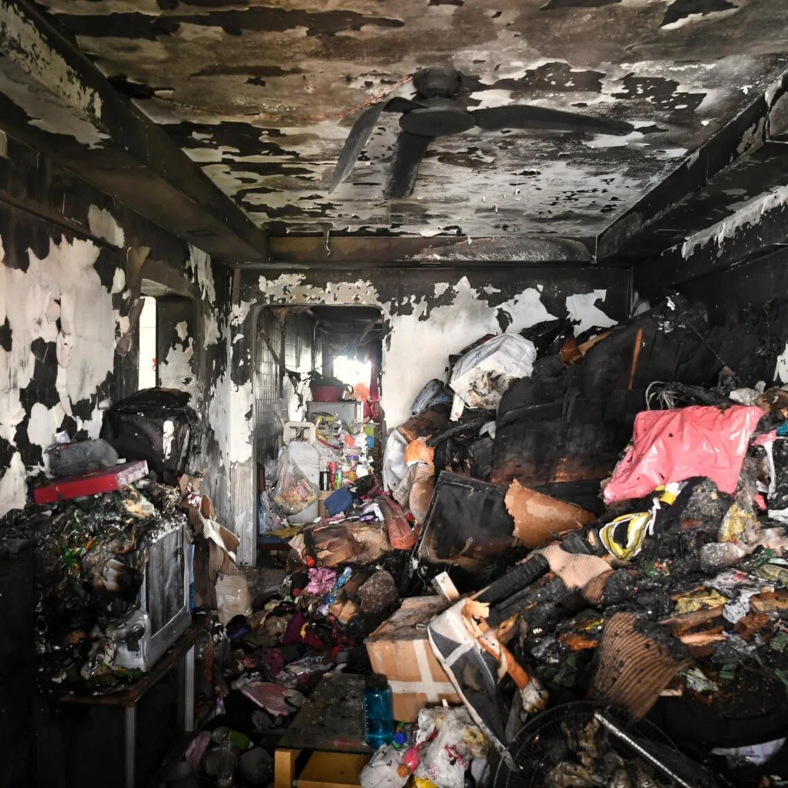 The aftermath of a 2021 fatal fire in Ang Mo Kio.