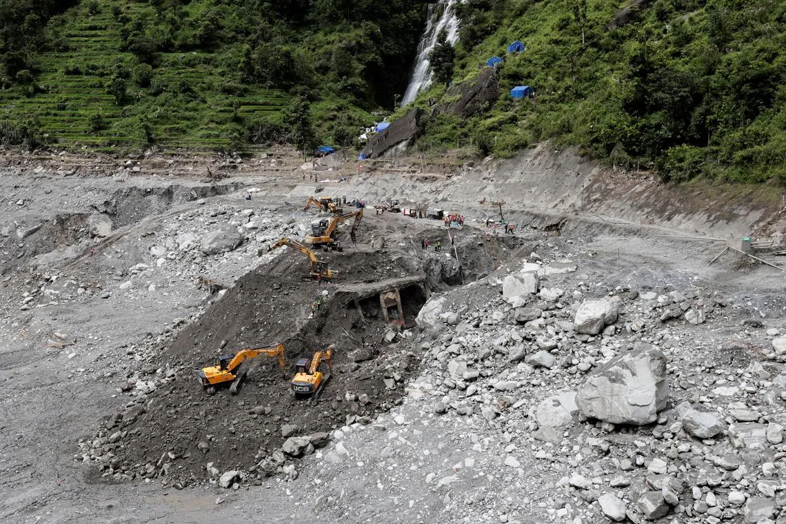 An aerial view shows Upper Trishuli 3A Hydropower Station.