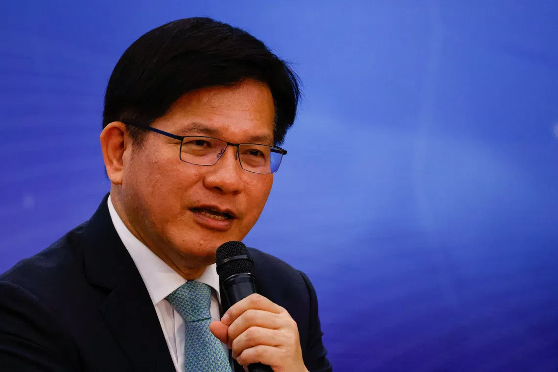 Taiwan Foreign Minister Lin Chia-lung makes a speech at a press conference for foreign media in Taipei, Taiwan, July 19, 2024. REUTERS/Ann Wang