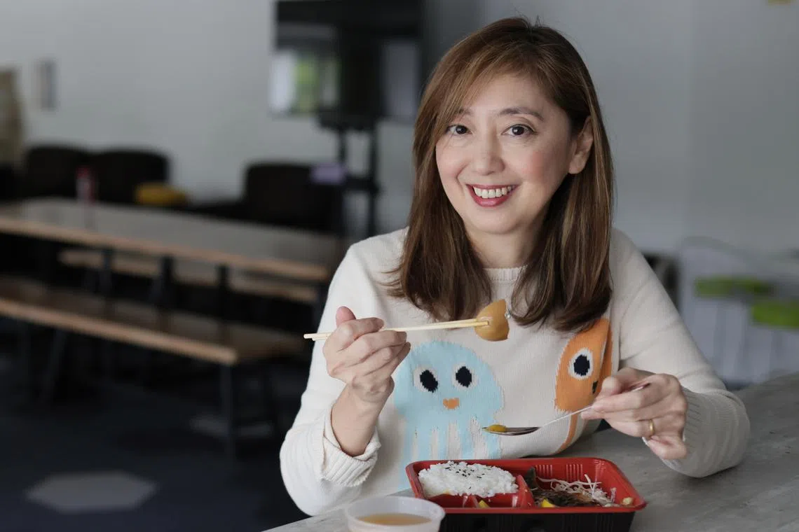 ST executive editor Sumiko Tan with a Japanese bento lunch. Her diet has been deemed “pretty balanced” on most days by an HPB dietitian.