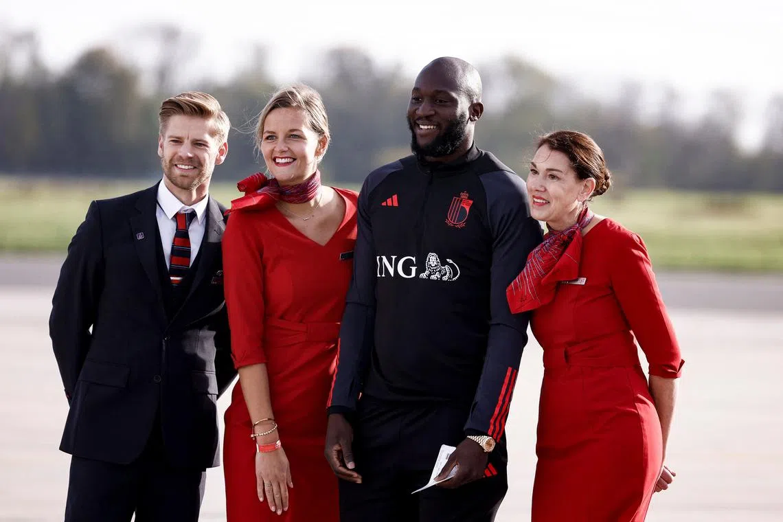 Belgium forward Romelu Lukaku (centre) has yet to train with his squad ahead of the World Cup in Qatar as he recovers from a hamstring injury. 