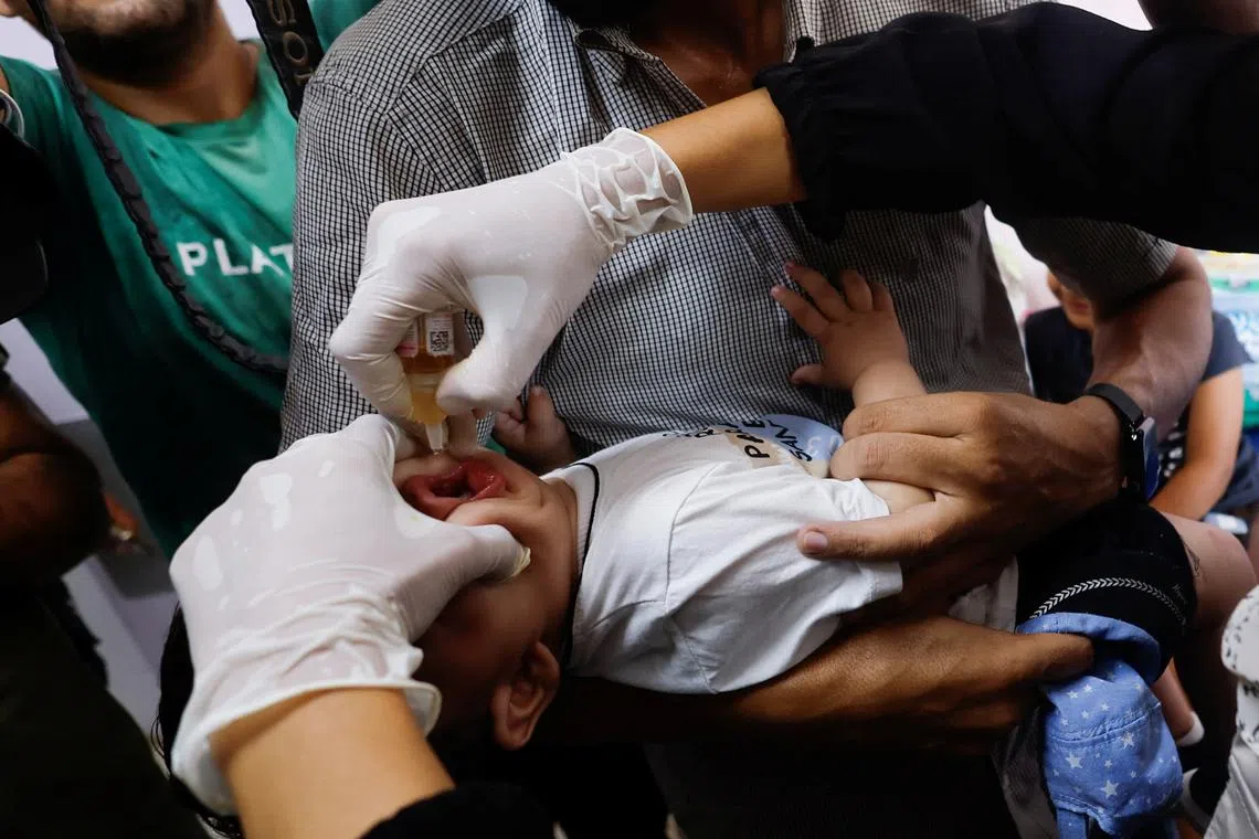 Polio vaccination, Nasser hospital, Khan Younis, August 31, 2024. REUTERS/Mohammed Salem