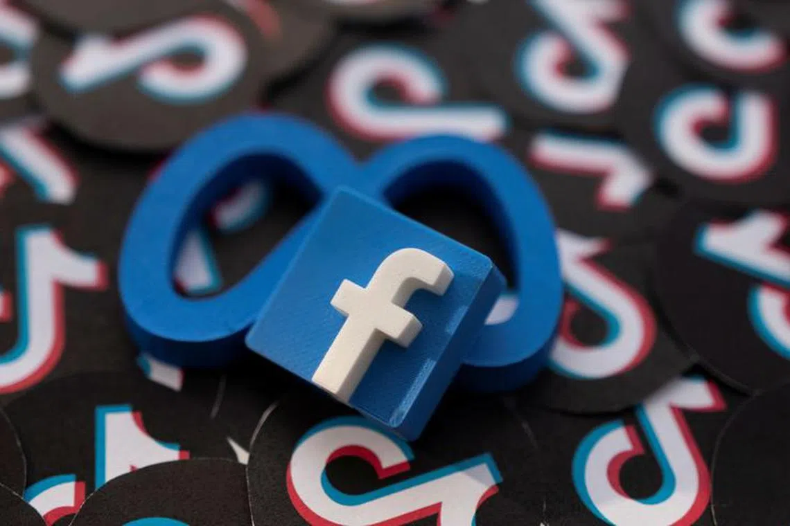 Facebook, Meta and TikTok logos are seen in this illustration taken February 15, 2022. REUTERS/Dado Ruvic/Illustration/File Photo
