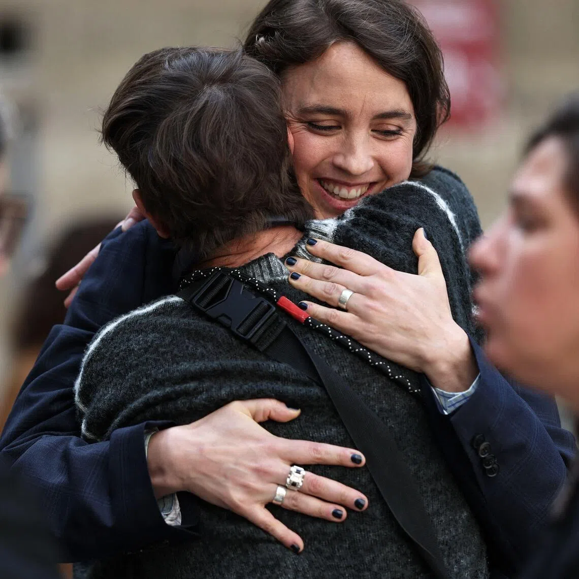 French actress Adele Haenel leaving court after the appeal decision against film director Christophe Ruggia.