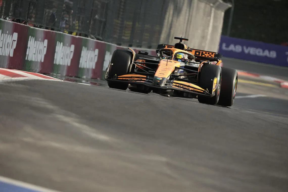 McLaren's Oscar Piastri in action during the second practice session of the Mexican grand prix.