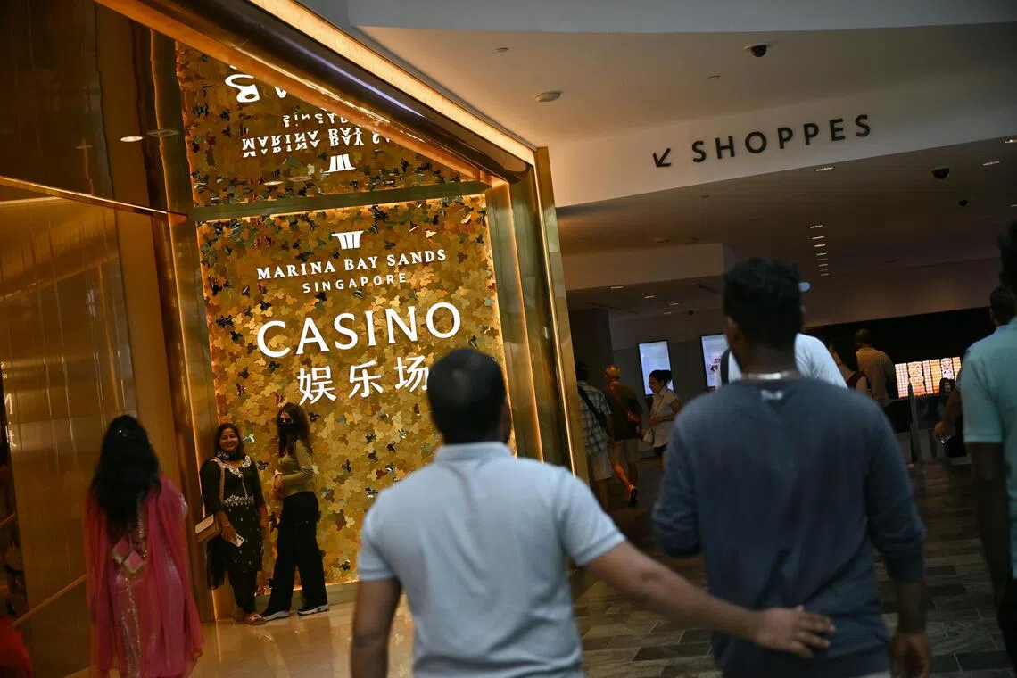 Foreign workers spotted at Marina Bay Sands Casino entrance on July 5, 2026.