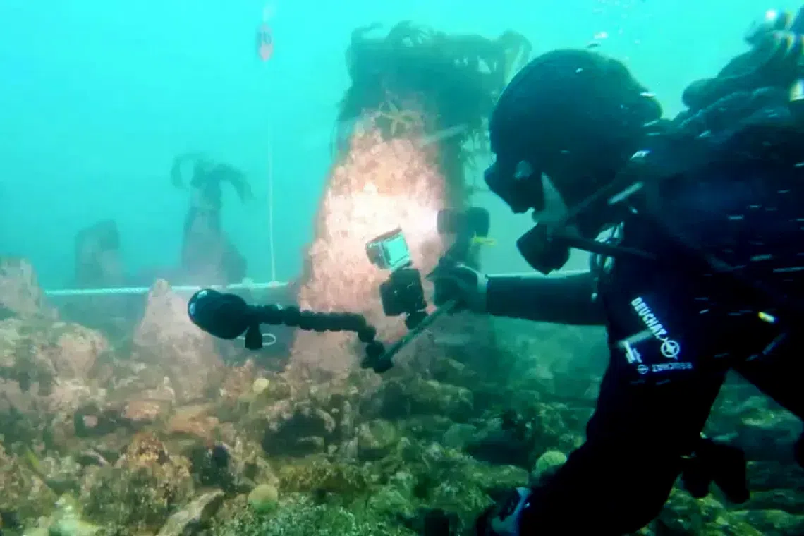 Some 120m long, it was found off the Ile de Sein in Brittany along with a dozen smaller manmade structures from the same period.