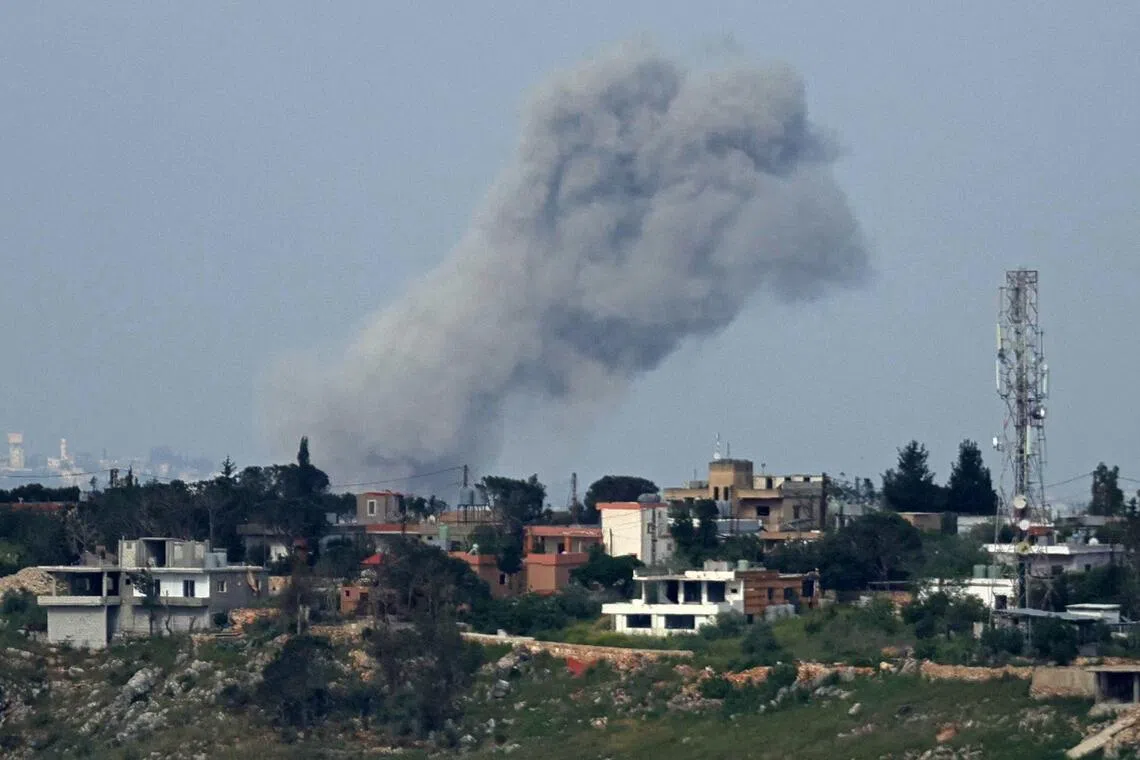 This photograph taken from the southern Lebanese area of Marjayoun shows smoke rising from the site of Israeli airstrikes that targeted the village of Zawtar al-Sharqiyah, on May 3, 2026. Israel's military on May 3 issued new evacuation warnings in southern Lebanon for villages beyond the area it occupies, despite a truce with Lebanon intended to halt fighting with Iran-backed Hezbollah. (Photo by AFP)