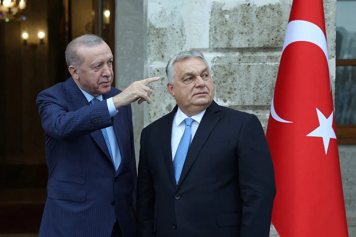 Turkey's President Tayyip Erdogan meets with Hungarian Prime Minister Viktor Orban in Istanbul, Turkey, December 8, 2025. Mustafa Kamaci/PPO/Handout via REUTERS