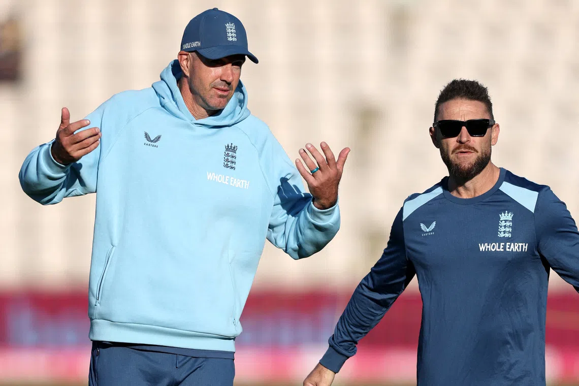 Cricket - First Twenty20 International - England v Sri Lanka - The Ageas Bowl, Southampton, Britain - September 15, 2026 England mentor Kevin Pietersen with England coach Brendon McCullum before the match Action Images via Reuters/Paul Childs
