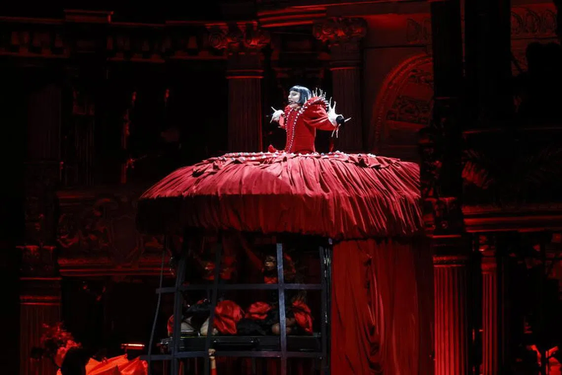 American pop star Lady Gaga performs during a free mega concert at Copacabana beach in Rio de Janeiro, Brazil, on May 3, 2025.