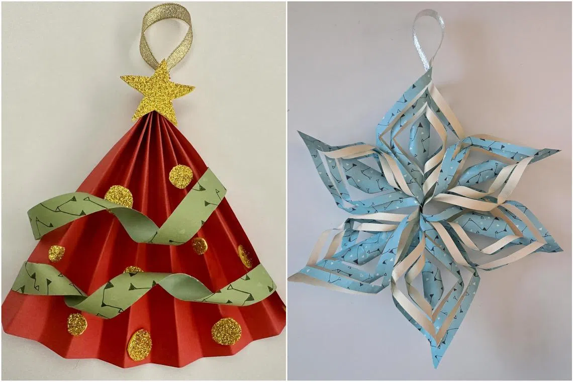 Make two different ornaments to hang in your home or on your Christmas tree. 