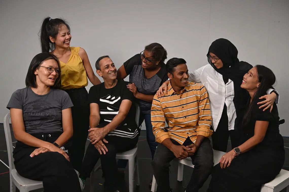 (From left) Serena Ho, Deni Apriyani, Haresh Sharma and actors Grace Kalaiselvi, AK Zilani, Wiwik Tri Winarsih