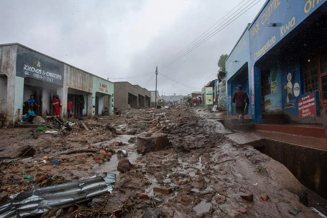 A general view of a town in Blantyre which was heavily flooded following heavy rains caused by cyclone Freddy. 