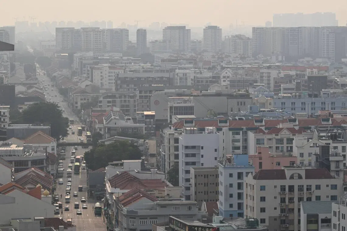 Hazy conditions in Geylang Road at 9am on Sept 5.