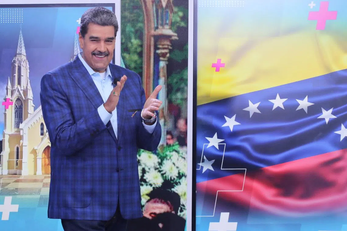 Venezuela's President Nicolas Maduro gestures during his regular Monday TV show \"Con Maduro+,\" in Caracas, Venezuela September 9, 2024. Zurimar Campos/Miraflores Palace/Handout via REUTERS/File Photo
