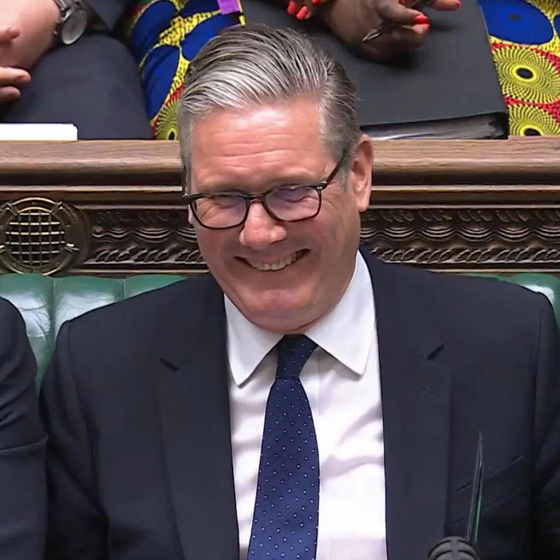 A video grab shows British Prime Minister Keir Starmer taking part in his final Prime Minister’s Questions session with MPs in Parliament on July 15.