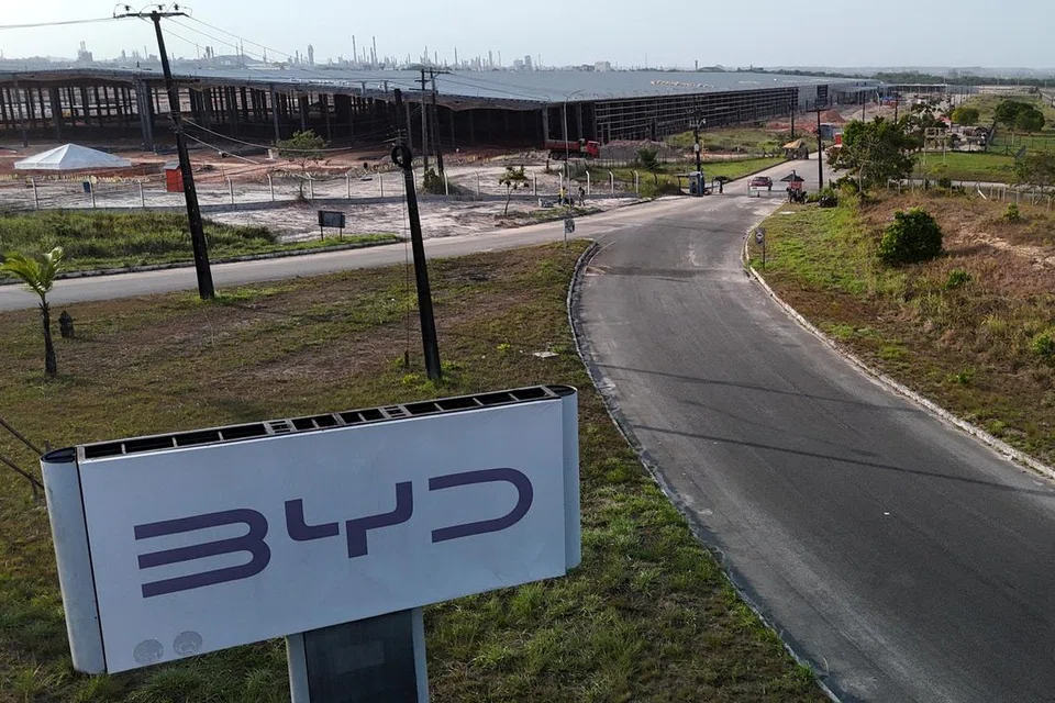 A view of the construction site of BYD's electric vehicle factory at the Industrial Complex in Bahia, Brazil, on Jan 9.