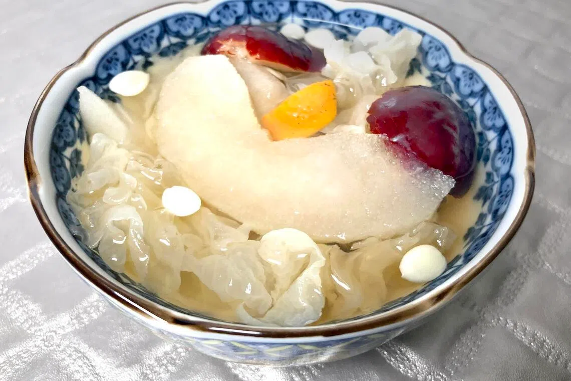 Chinese Pear And Snow Fungus Soup.