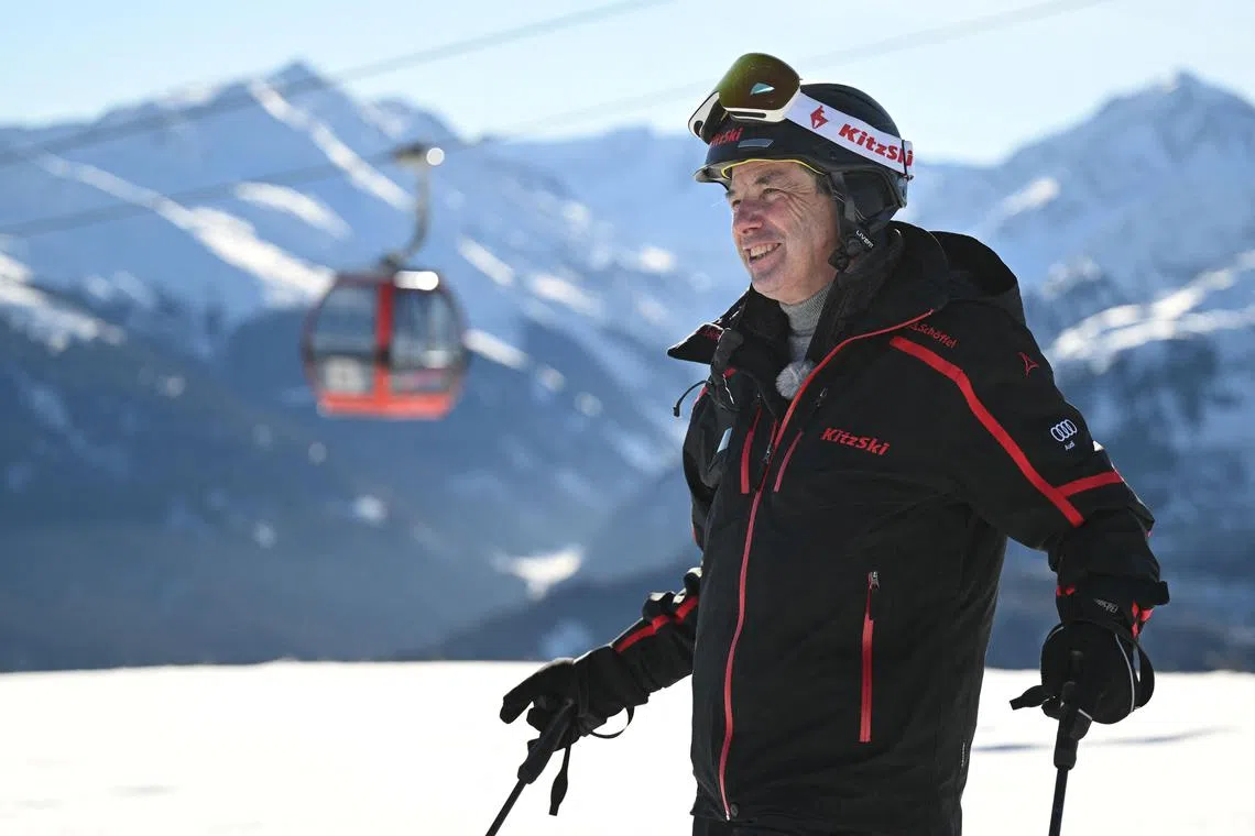 Mr Anton Bodner, head of the resort's Bergbahn Kitzbuehel company, speaks during an interview on a slope in the skiing region Kitzbuehler Alpen, Hollersbach, in the Austrian province of Salzburg.