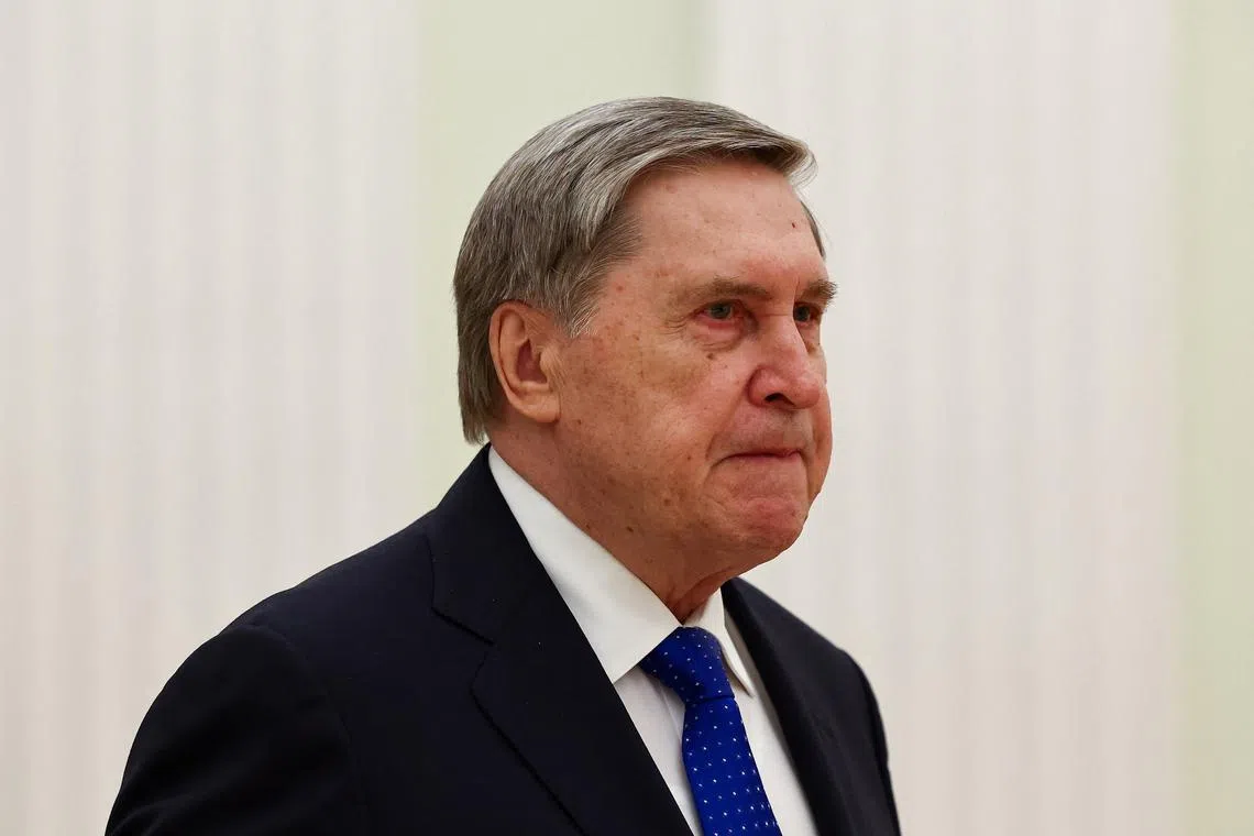 Russian President Vladimir Putin's aide Yuri Ushakov looks on ahead of a meeting between Putin and Central African Republic's President Faustin-Archange Touadera in Moscow, Russia January 16, 2025. REUTERS/Evgenia Novozhenina/Pool