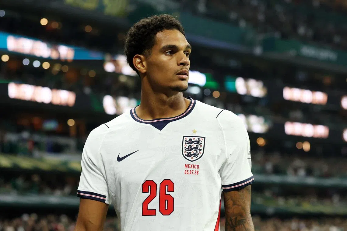 England’s Jarell Quansah looking dejected after being sent off after a VAR review in the 2026 World Cup round of 16 match against Mexico.