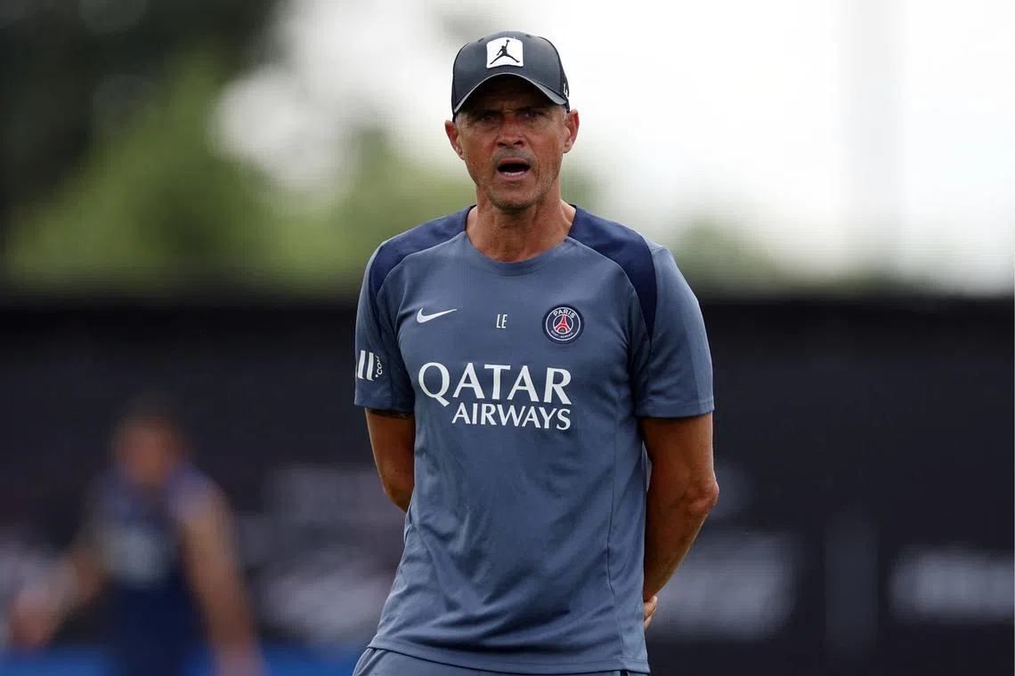 Soccer Football - FIFA Club World Cup - Final - Paris St Germain Training - Rutgers University, Piscataway, New Jersey, U.S. - July 11, 2025 Paris St Germain coach Luis Enrique during training REUTERS/Lee Smith