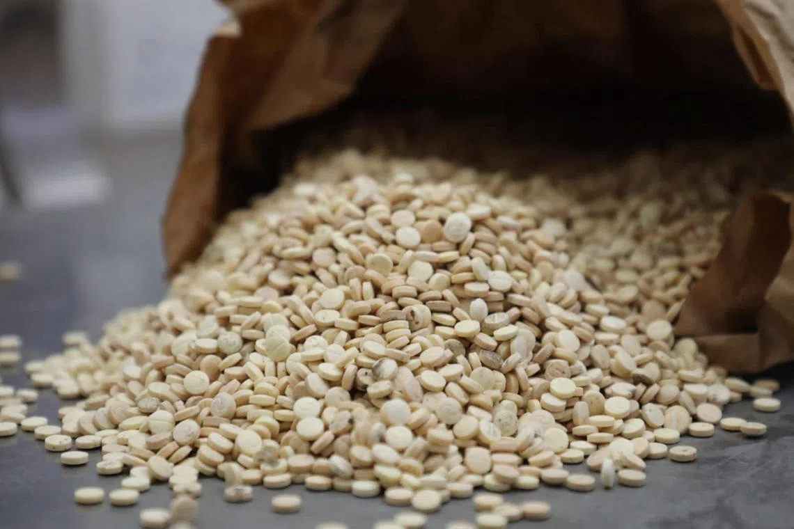 A view shows confiscated drugs at an unknown location in Jordan, in this handout released by Jordan Public Security on June 5, 2024. Jordan Public Security/Handout via REUTERS