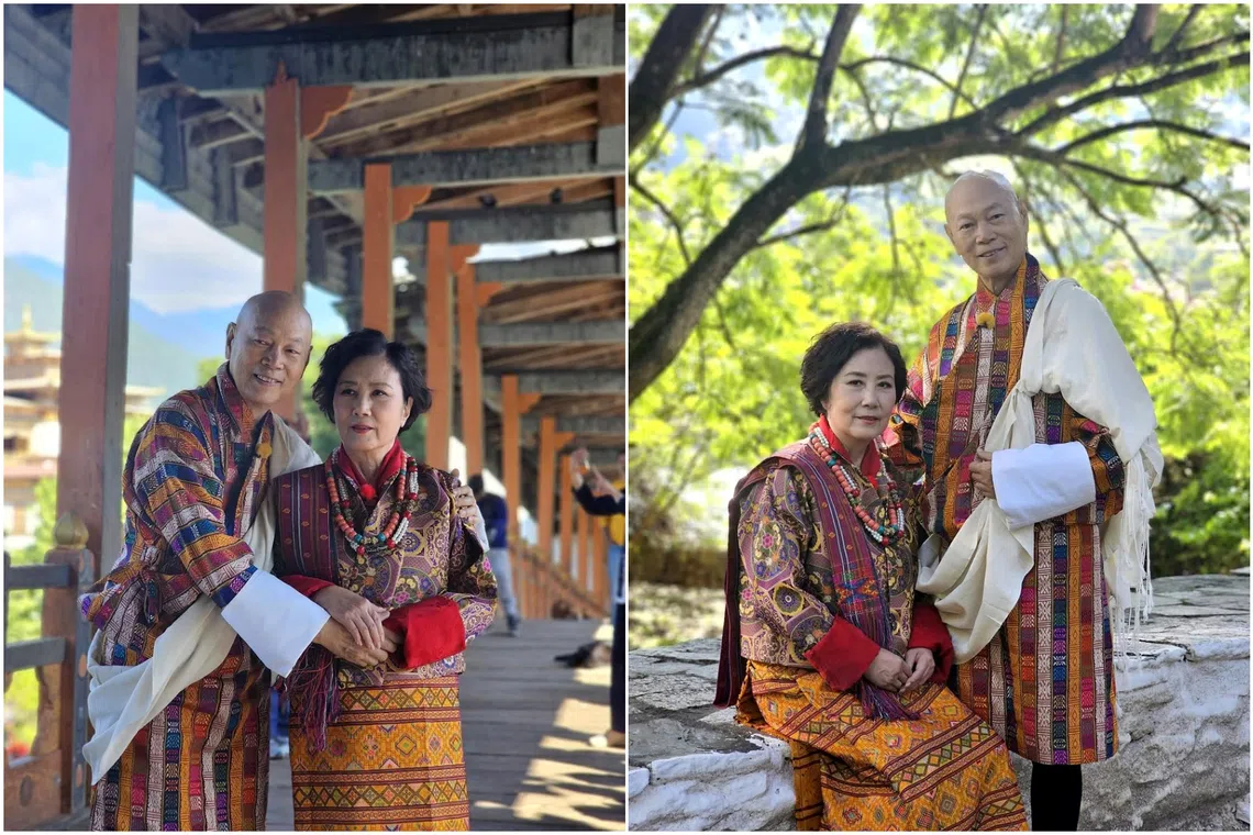 Liza Wang and Law Kar Ying had their wedding photos taken in Bhutan. 