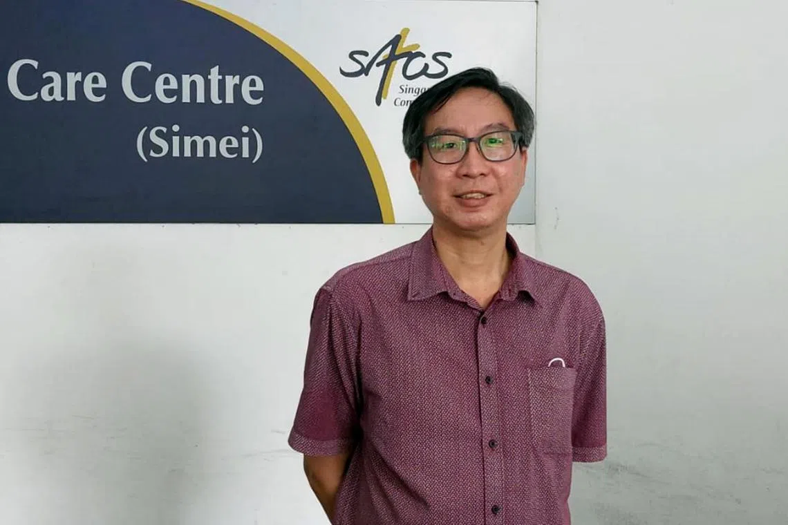 Mr Tan Kok Liang, a programme assistant and peer support specialist at Anglican Care Centre Simei where he once received rehabilitation services.