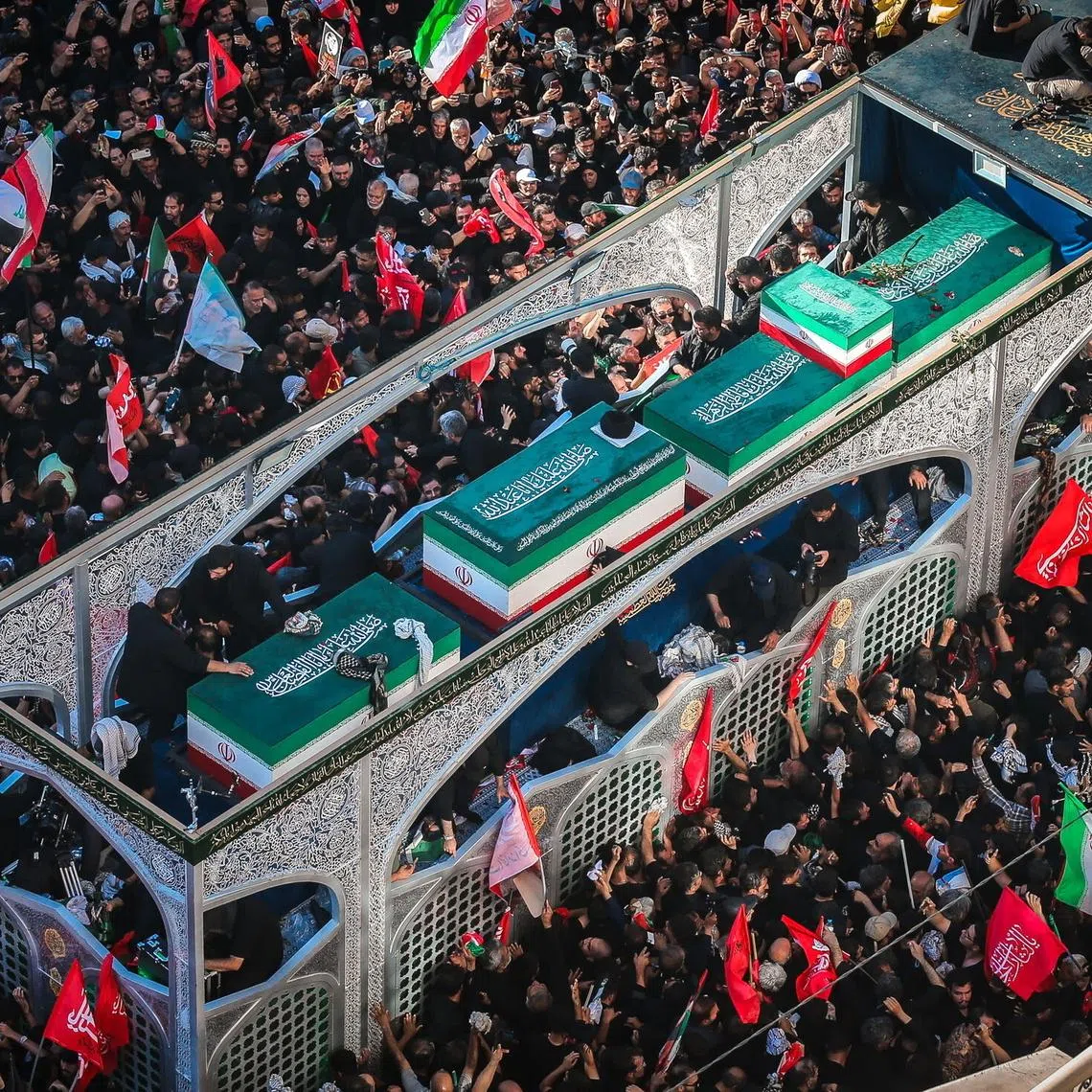 Mourners at the July 9 burial of Iran’s late Supreme Leader Ali Khamenei, who was killed on Feb 28 by Israeli and US airstrikes, chanted and displayed death threats against US President Donald Trump.
