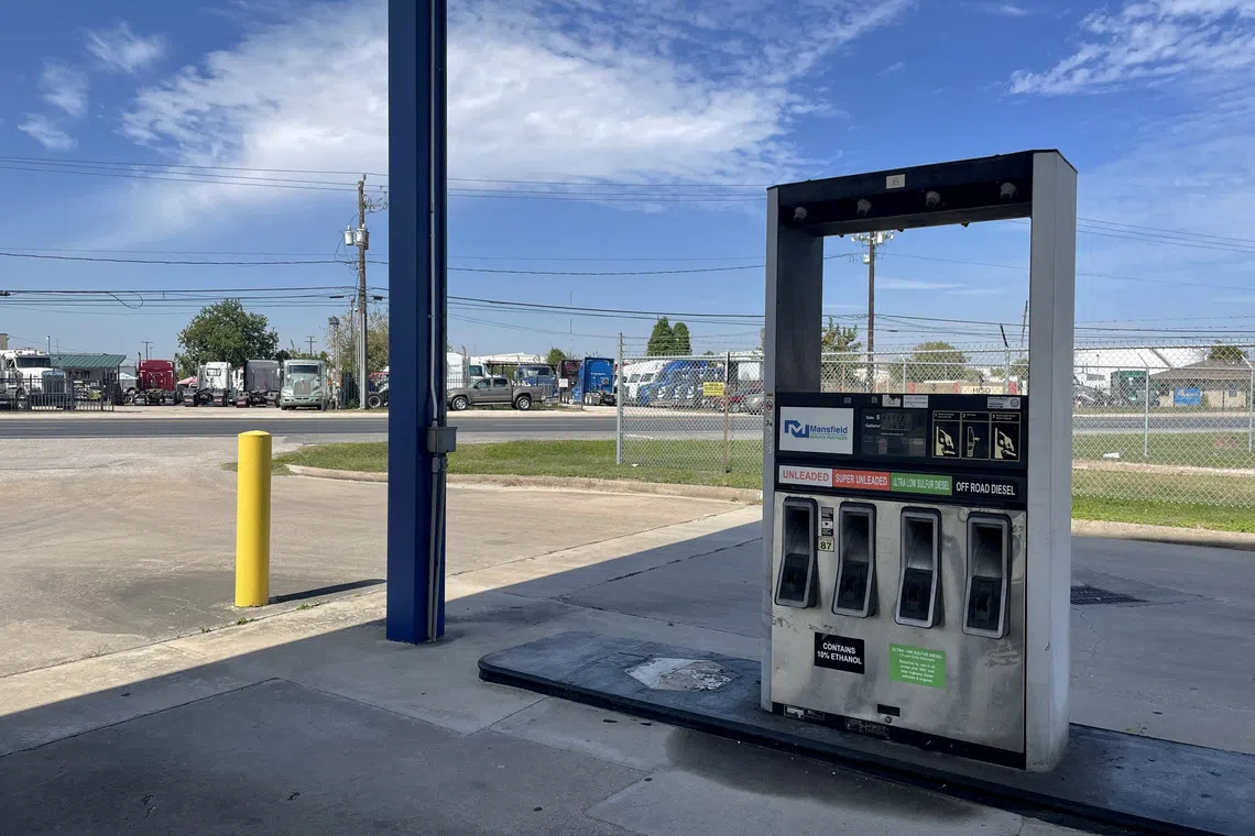 FILE PHOTO: A defunct fuel pump with rare off-road diesel nozzle cradle in Houston, Texas, US October 19, 2026. Picture taken with a mobile phone. REUTERS/Arathy Somasekhar/File Photo