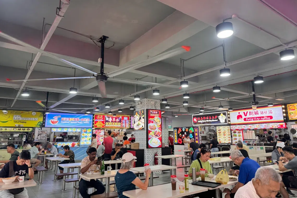 High-volume low-speed fans are used at a coffeeshop in Bedok. 