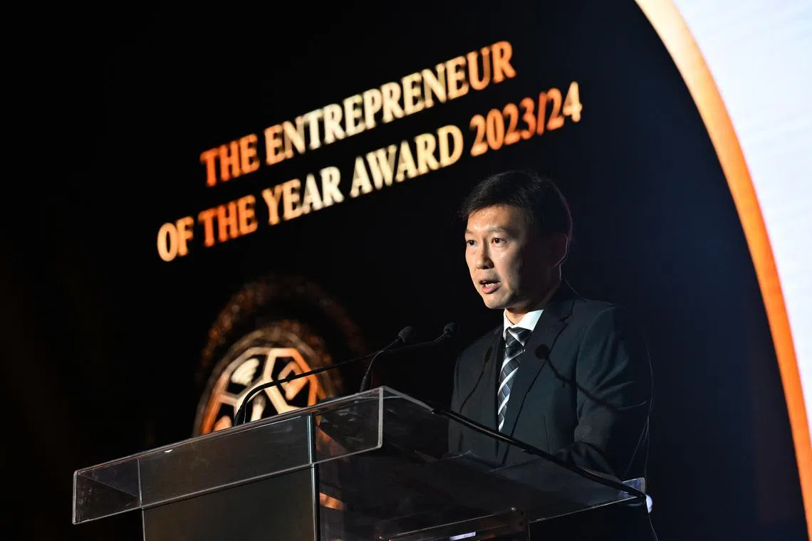 Chee Hong Tat, Minister for Transport and Second Minister for Finance, speaks during Award Presentation Ceremony held at The Ritz-Carlton, Millenia Singapore on July 5, 2024.